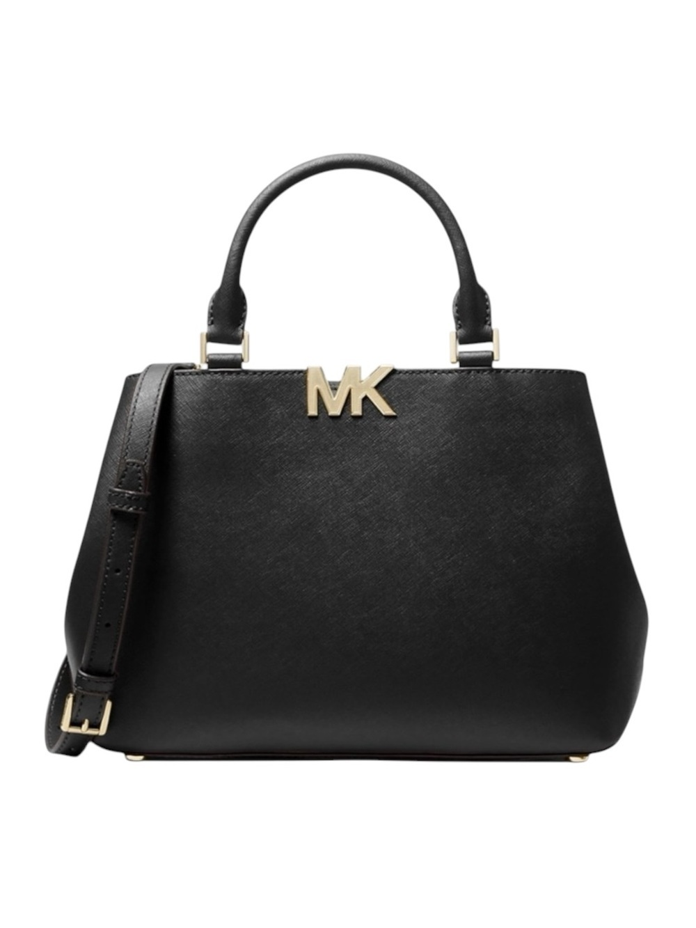 Michael Kors ✿ Florence Medium Saffiano Leather Satchel Handbag ✿ Black Gold MK - Picture 2 of 16